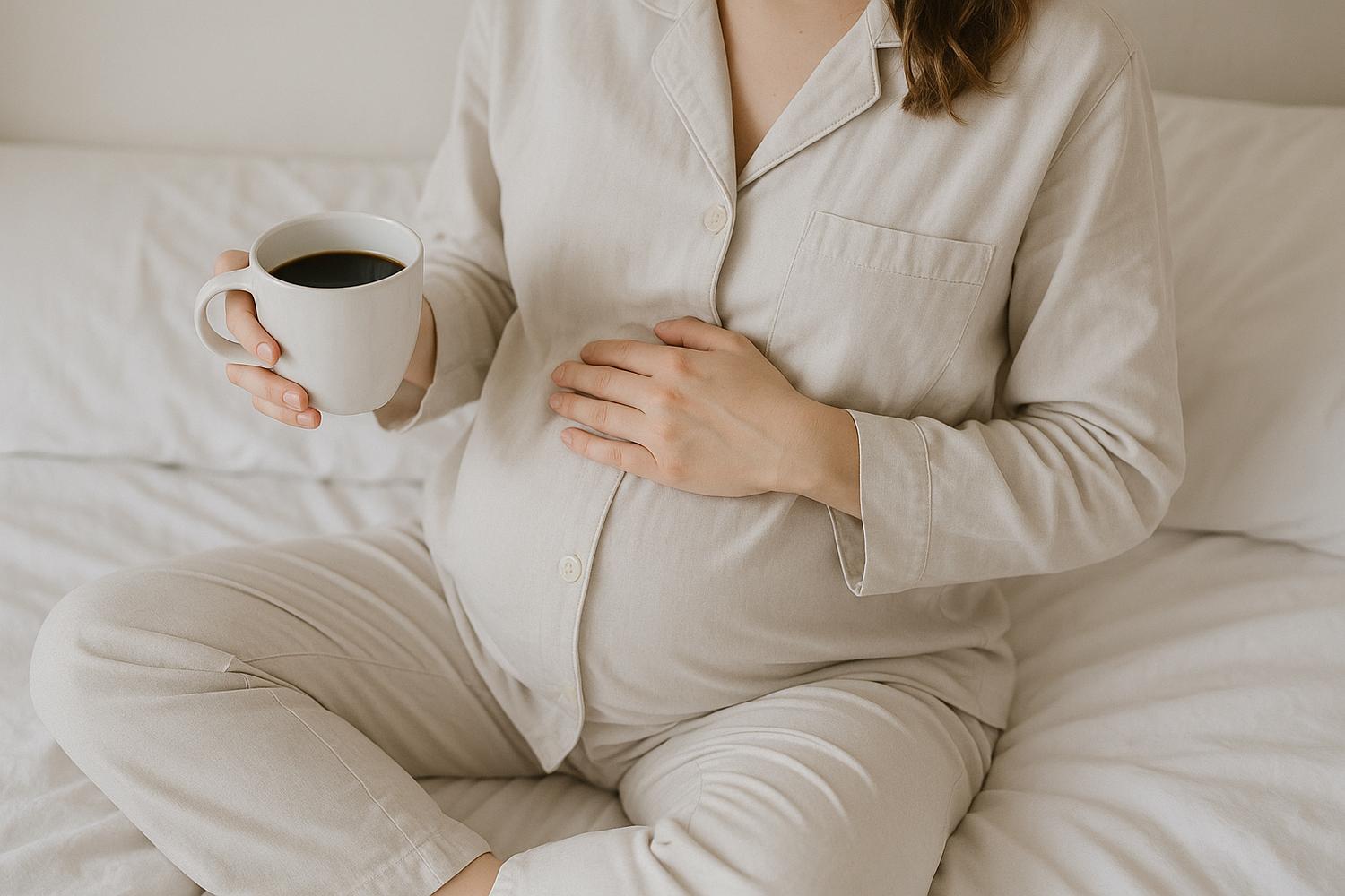 Une femme enceinte boit de la chicorée Chico, une boisson sans caféine similaire au café
